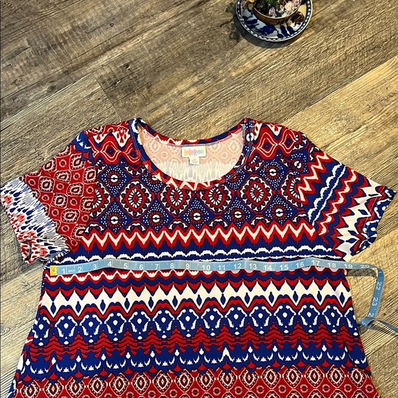 LuLaRoe Red, White and Blue A-Lin Simply Comfortable Midi Dress - Picture 4 of 9